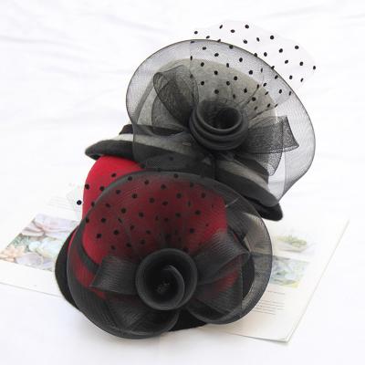 China Handmade Stylish Dobby Fascinator Party Hat Elegant Tea Party Headwear With Veil For Girls And Women for sale