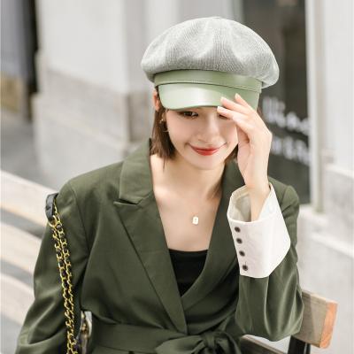 China Leather Beret Spring Autumn Winter Corduroy Berets Newsboy Hat Simple French Stylish Casual Hat For Women for sale