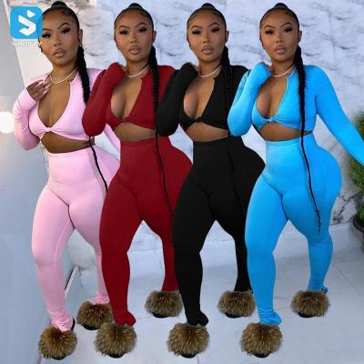 China 2021 Custom Empty QUICK DRY fashion women's casual hood plain wear sports sweatsuit sets comfortable gym running activewear for sale