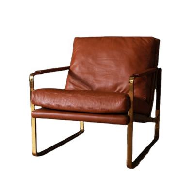 China Lounge Chair Wholesale PVD Gold Stainless Steel Base Modern Leather Lounge Chair for sale