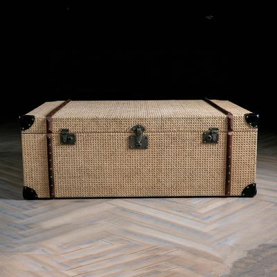 China New Design Stocked Braided Ware Clothes Trunk Packaging Box With One Drawer for sale