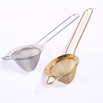 China Sustainable Conical Sieve SS 304 Stainless Steel Gold / Silver Mesh Strainer Cocktail Wine / Juice / Tea / Coffee Strainers for sale