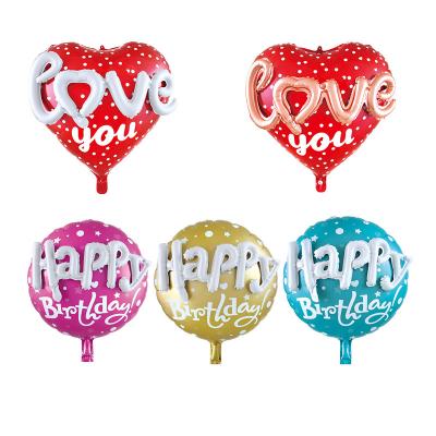 China 22 inch round shape self-sealing foil balloon 22 inch set HAPPY/LOVE foil balloon for birthday /Wedding assembly balloon for sale