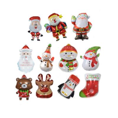 China Merry Christmas Inflatable Gitf Toy Foil Balloons Santa Claus Elks Snowman Penguin Wholesale Decoration Inflatable Foil Balloons for sale