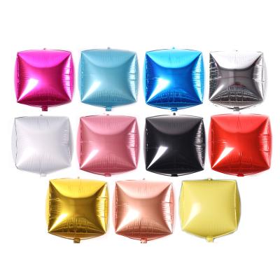 China Party 24 Inch 4D Cube Diamond Shaped Foil Balloons Helium Balloon Wedding Decoration For Birthday Party Supplies for sale