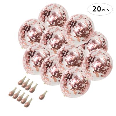 China Hot Funny Sale Wedding Decoration 20 Pcs 12 Inch Transparent Globe Balloon Latex Balloon Rose Gold Color Sequin Confetti for sale