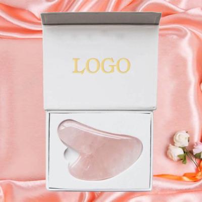 China Rose Pink Quartz Guasha Board Jade Gua Sha Heart Shaped Body Gua Sha Stone for sale