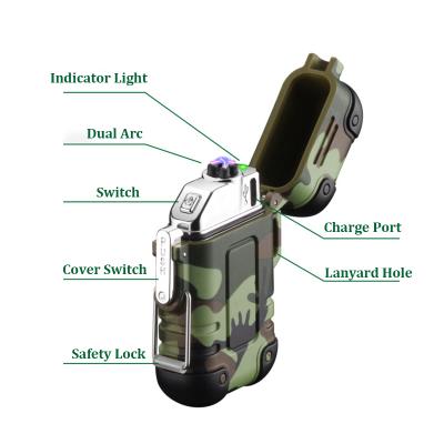 China Best Christmas Gift LED Arc Plasma Windproof Lighter Rechargeable Chargeable Electronic Double Lighters for sale