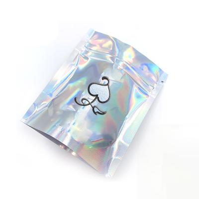 China Snack Packaging Custom Printed Holographic 3.5 Edible Candy Mylar Bag Food Packaging Bag With Windows Zipper Lock Sealing Packaging Bags for sale