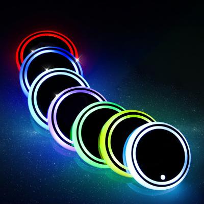 China Viable Waterproof Acrylic Smart Luminous Light Car Led Cup Holder Bottle Cup Coaster LED Car Cup Holder for sale