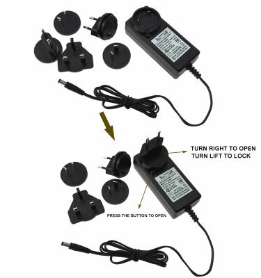 China UniversalÂ   Fuyuang produced DC 12V 3A Power 36W Exchangeable Stable International Desktop Adapter for sale