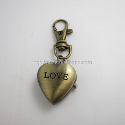 China Custom Metal Key Chain Gifts or Keepsake Heart Shaped Antique Key Chain with Clock for sale