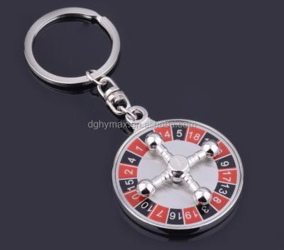 China Souvenir Casino Souvenir Russian Roulette Shape Custom Metal Key Chain for sale