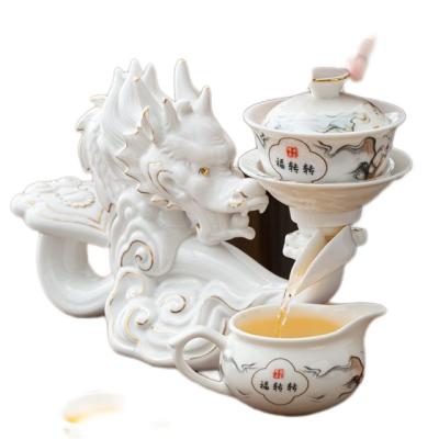 China Latest Style 2024 New Chinese Zodiac Dragon Year Tea Set Ceramic Plus Gift Box Suitable For Business Best Mid Autumn Festival Gift for sale