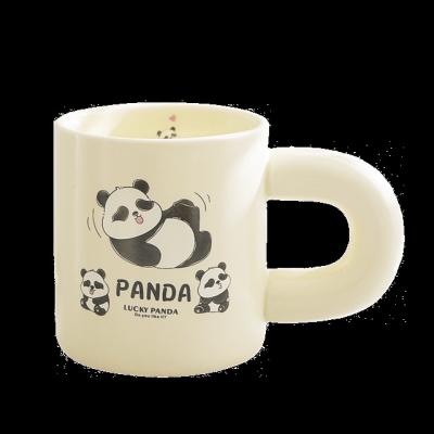 China Cartoon Wholesale Funny Porcelain Coffee Cup 3D Cute Panda Decorative Ceramic Coffee Tea Mugs with Spoon for sale