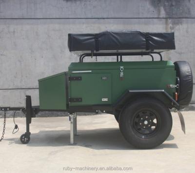 China Travel Trailer Green Mini Car Folding Tent Camper Trailer With Roof Tent for sale