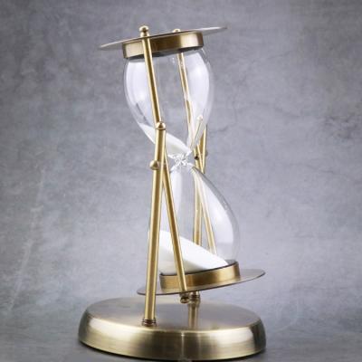 China Contemporary Chinese Suppliers Open Customized Vintage Decoration Bronze Sandtimer Sand Hourglass Metal Brass Clock for sale