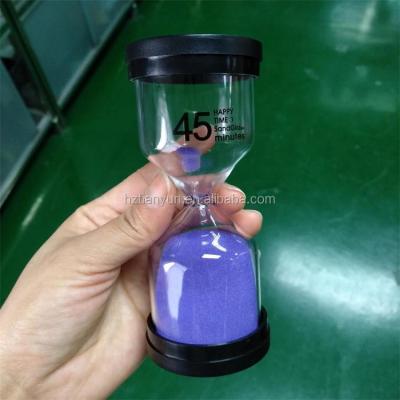 China Factory Hot Sale Contemporary Customized Plastic Black Cover Hourglass Sand Timer Egg Timer Clock 1 Minute To 24 Hours Sand Clock for sale