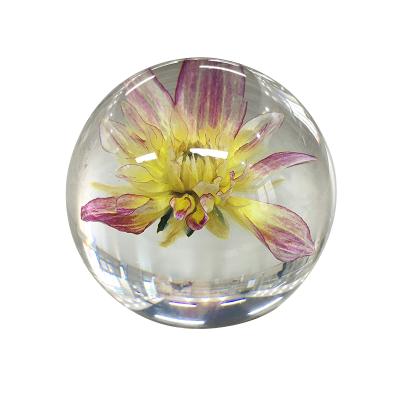 China China acrylic clear ball with embedding flower inside for sale