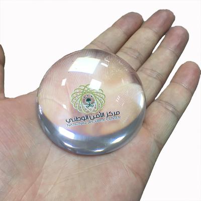 China China Clear Acrylic Resin Half Ball Paper Weight With Embeddings Inside for sale