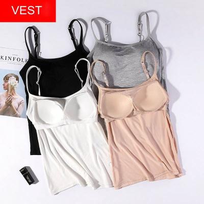 China QUICK DRY Modal Vest Sleeveless Top Without Steel Ring Women Beach Top Vest With Chest Protector Tops For Women Bra Slip On for sale