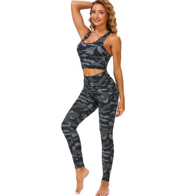 China Breathable Seamless Yoga Sets Fitness Women Camouflage Print Border New for sale