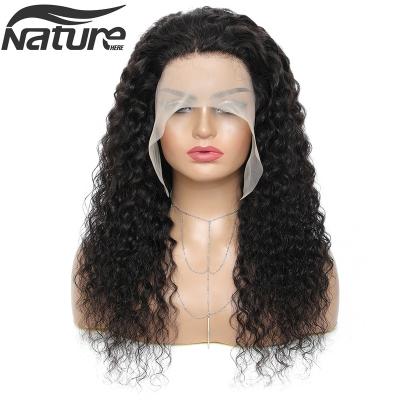 China Deep Wave Remy Human Cuticle Aligned Hair Front Wig Vendor Peruvian Loose Transparent Swiss Lace Wholesale Deep Wave Remy Human Hair Pre Plucked Lace Wig for sale