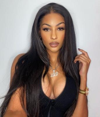 China Free Sample Silky Straight Virgin Virgin Hair Cuticle Aligned Brazilian Hair Lace Front Wig 4*4 Human Hair Wigs For Black Women for sale