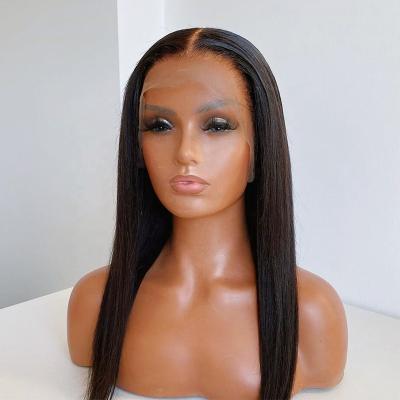 China Wholesale Super Double Lace Front Wig Body Wave Straight Human Hair Lace Front Wig Pulled Bone For Women 30 Inch Long Closure for sale