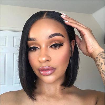 China Silky Straight Wave Hot Selling Glueless Hair Wig With Headband For Women Lace Front Bob Wig Style Short Hair Cut 10 Inch Bob Wig for sale