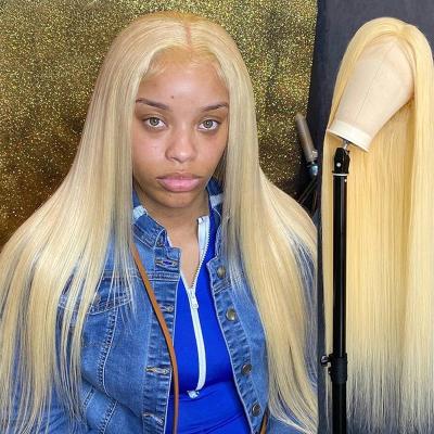 China Body Wave 4x4 13x4 613 Honey Blonde Color Lace Front Human Hair Wigs For Women Brazilian Remy Straight Human Hair Transparent Wig for sale