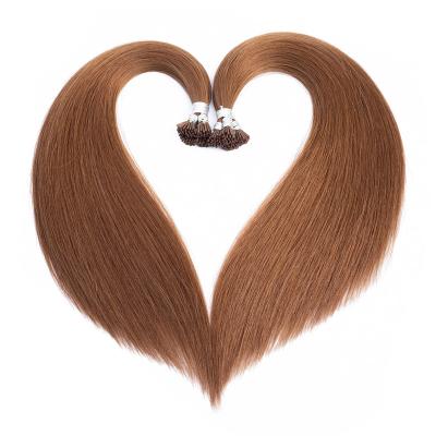 China Human Tip Ring Keratin Prebonded Hair Extensions Micro Straig Remy Hair Weft Bond I Wave Amplitude Russian Bone Quality Silky Straight Wholesale for sale