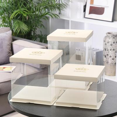 China Wholesale Disposable Handles Ribbon Transparent Gift Box Cardboard Design Luxury Gift Cake Boxes With Clear Window for sale