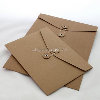 China Wholesale Custom Cheap Black Paper Folder Closure China Button Business Envelope China Button Hot Sales Wrapping Paper Envelope With String for sale