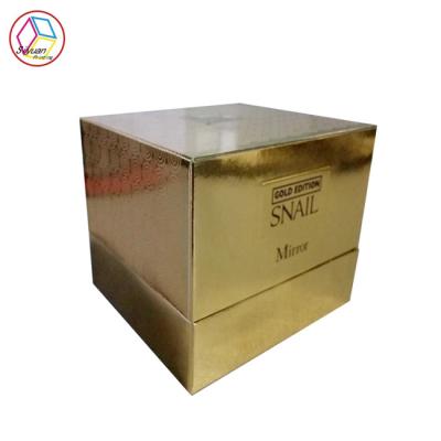 China Luxury Cosmetic Gift Box , Skin Care Packaging Boxes Glossy Gold Color for sale