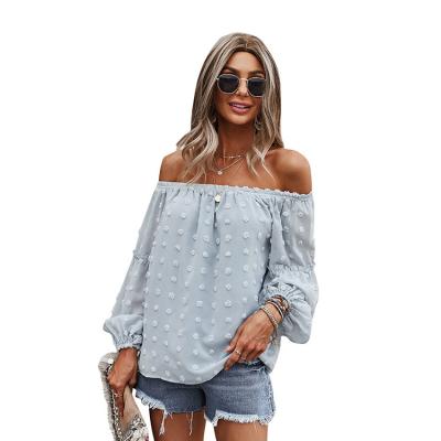 China Anti-wrinkle Spring And Summer Tops New Fashion One-shoulder Casual Loose Women's Long Sleeve Tops for sale