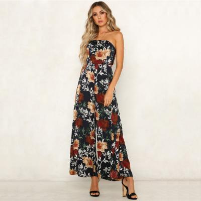 China Foreign trade women's anti-pilling summer style new printing sexy one-line chest strapless backless wrap neck one-piece pants for sale