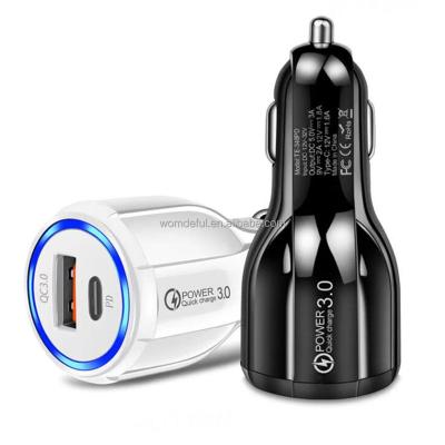 China UniversalÂ   PD Car Charger QC 3.0 Fast Charging Dual Port Fast Charging Usb Type C Car Charger For Mobile Phone for sale