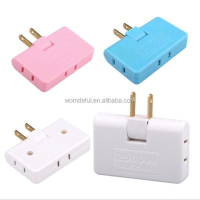 China UniversalÂ   US Plug Plug Rotatable Converter One Into Three 180 Degree Multi Extension Plug Mini Slim Wireless Outlet Travel Adapter for sale