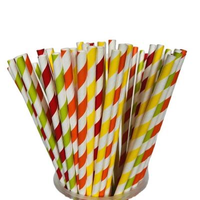 China Wholesale Price Disposable Natural Craft Factory Biodegradable Striped Paper Straws for sale