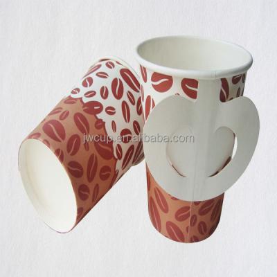 China Disposable coffee cup holder/paper cup with handle/printing paper coffee cup disposable paper cup holder for sale