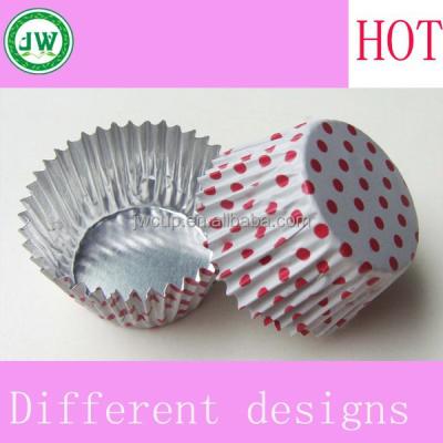 China Disposable Red Chocolate Cup Round Shape Aluminum Foil Cup Small Dot Aluminum Foil Cups for sale