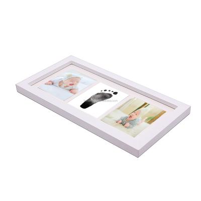 China Wholesale Wooden Footprint Clay Frame Baby Photo Keepsake Handprint Kit for sale