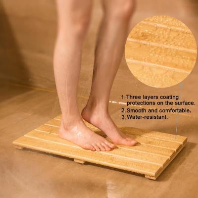 China Amazon Sustainable Hot Selling Bamboo Wooden Shower Bath Mat For Spa Relaxation, Bathroom Covers Water Proof Bathroom Mat for sale