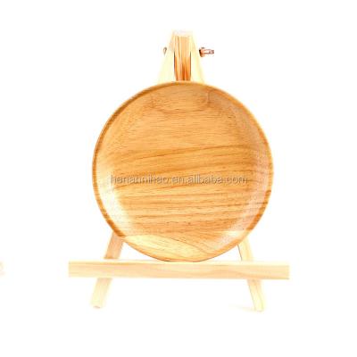 China Wooden Round Dessert Bread Tea Food Dinner Plate Stocked Serving Dishes for sale