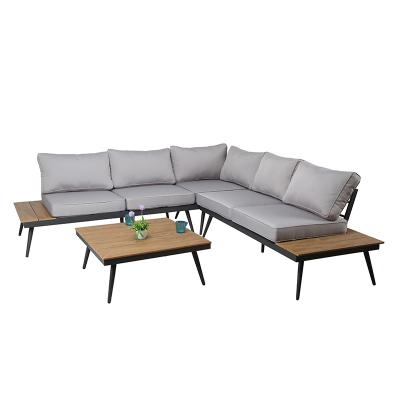 China Contemporary outdoor garden L shape pario sofa set waterproof aluminum fabric garden sofa sets for sale