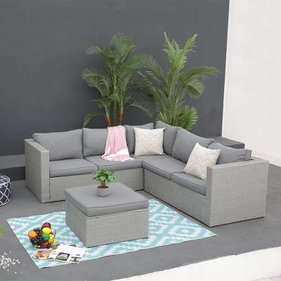 China Modern Luxury Outdoor Garden Furniture Steel PE Wicker Garden Sofa Set With Cushion for sale