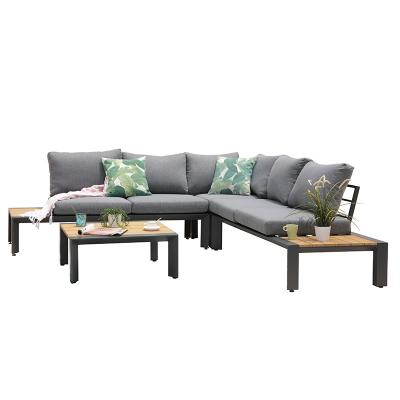 China Luxury Outdoor Teak Wood Furniture Garden Sofa Set Aluminum Lounge Garden Sofa Set for sale