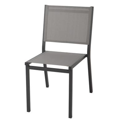 China Family Stackable Outdoor Stackable Sling Patio Aluminum Dining Lawn Chairs for sale