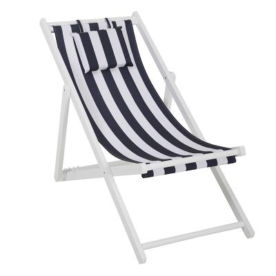 China Modern Wholesale Stripe Lounge Deck Chair Adjustable Folding Wooden Beach Chairs for sale